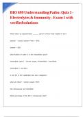 BIO 699 Understanding Patho Quiz 1 - Electrolytes & Immunity - Exam 1 with verified solutions