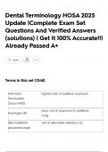 Dental Terminology HOSA 2025 Update &vert;Complete Exam Set Questions And Verified Answers &lpar;solutions&rpar; &vert; Get It 100&percnt; Accurate&excl;&excl;&vert; Already Passed A&plus;