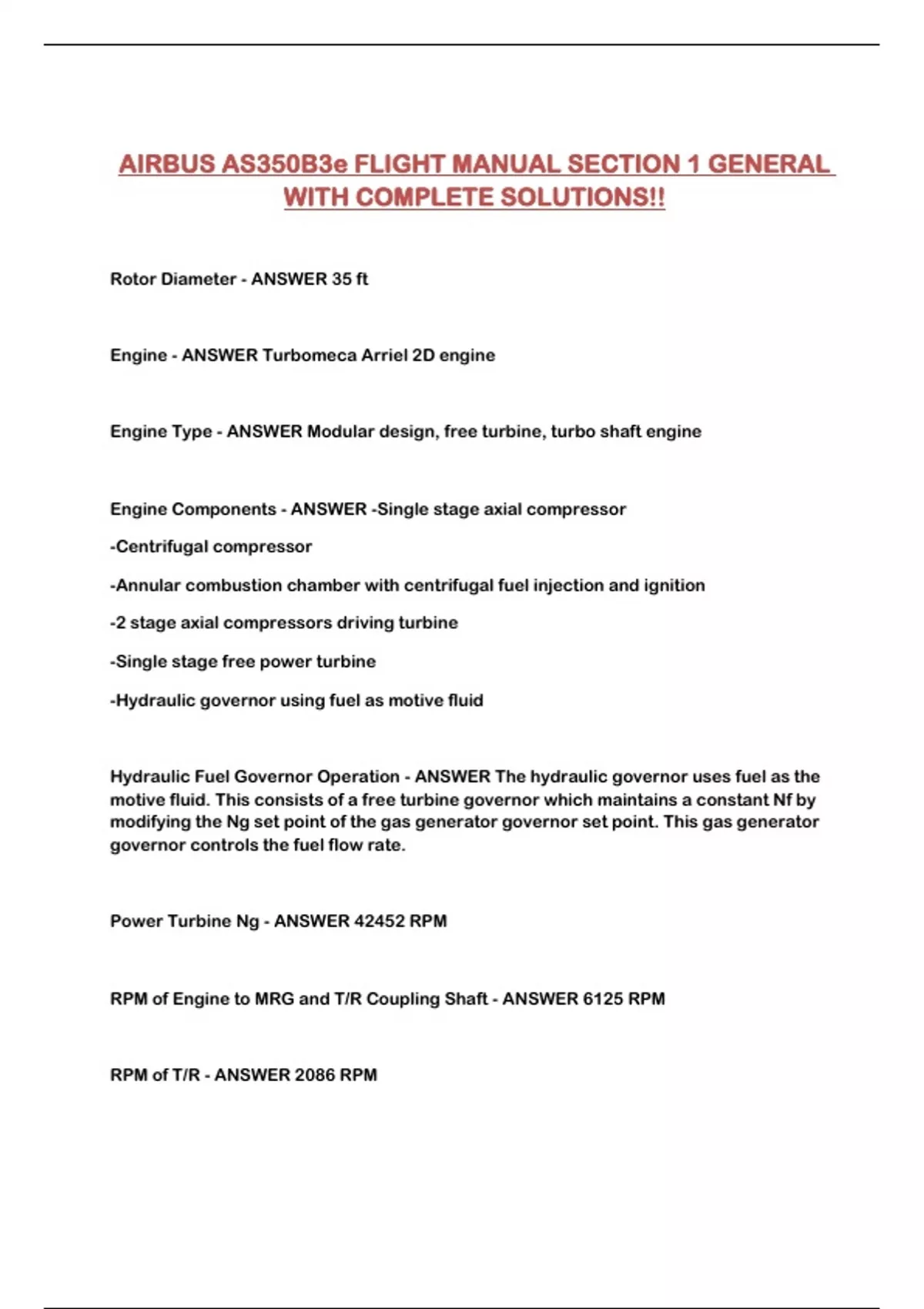 As350 B3e Checklist.pdf AIRBUS AS350B3e FLIGHT MANUAL SECTION 1 GENERAL WITH COMPLETE SOLUTIONS ...