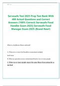 Servesafe Test 2025 Prep Test Bank With  400 Actual Questions and Correct  Answers &lpar;100&percnt; Correct&rpar; Servesafe Food  Handler Exam 2025&vert; Servesafe Food  Manager Exam 2025 &lpar;Brand New&excl;&rpar; 