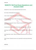 NUSCTX 104 Final Exam Questions and Answers 2025