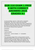 NUR 210 EXAM 1 PREP U WITH CORRECT ANSWERS 2025 GRADED A