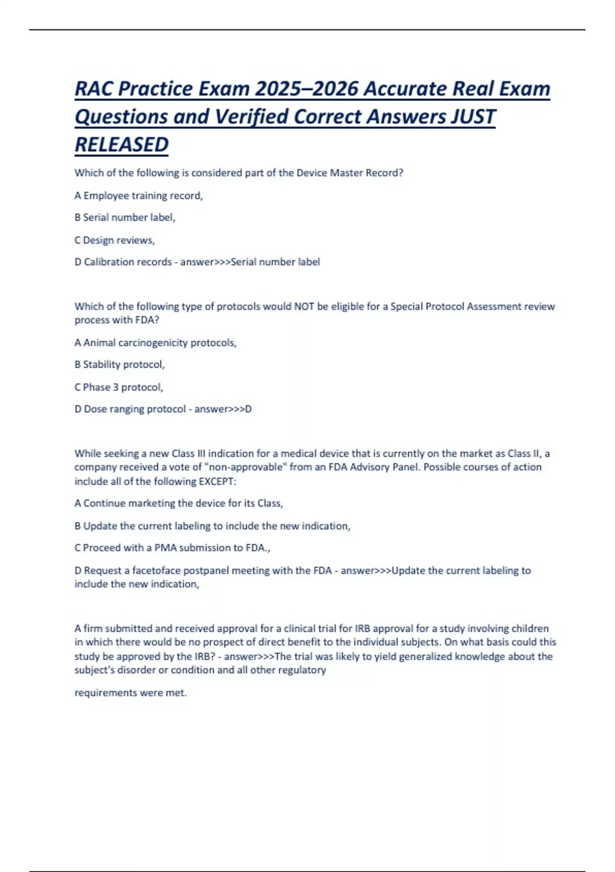 RAC Practice Exam 2025–2026 – Accurate Real Exam Questions with ...