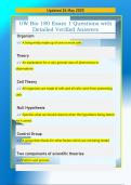UW Bio 180 Exam 1 Questions with  Detailed Verified Answers