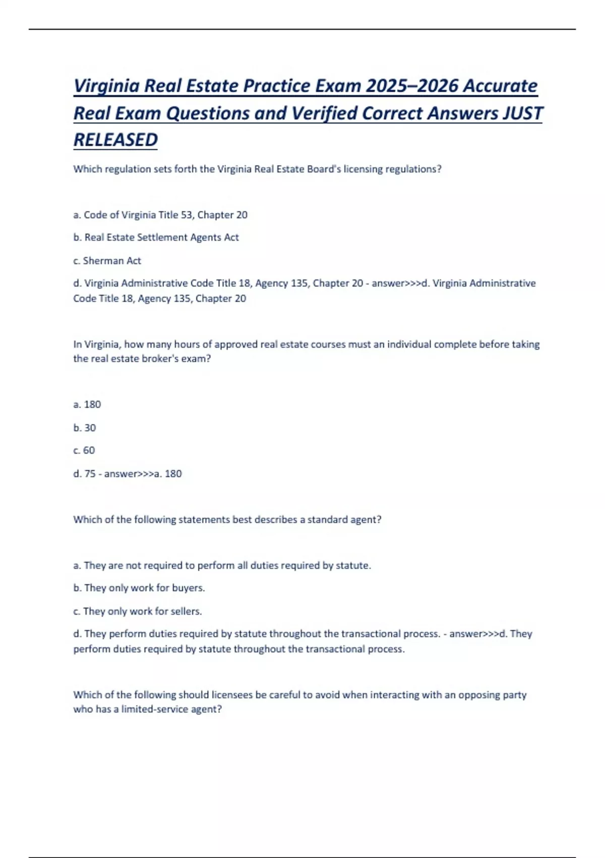 Virginia Real Estate Practice Exam 20252026 Commonwealth of Virginia