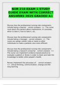 NUR 210 EXAM 1 STUDY GUIDE EXAM WITH CORRECT ANSWERS 2025 GRADED A&plus;