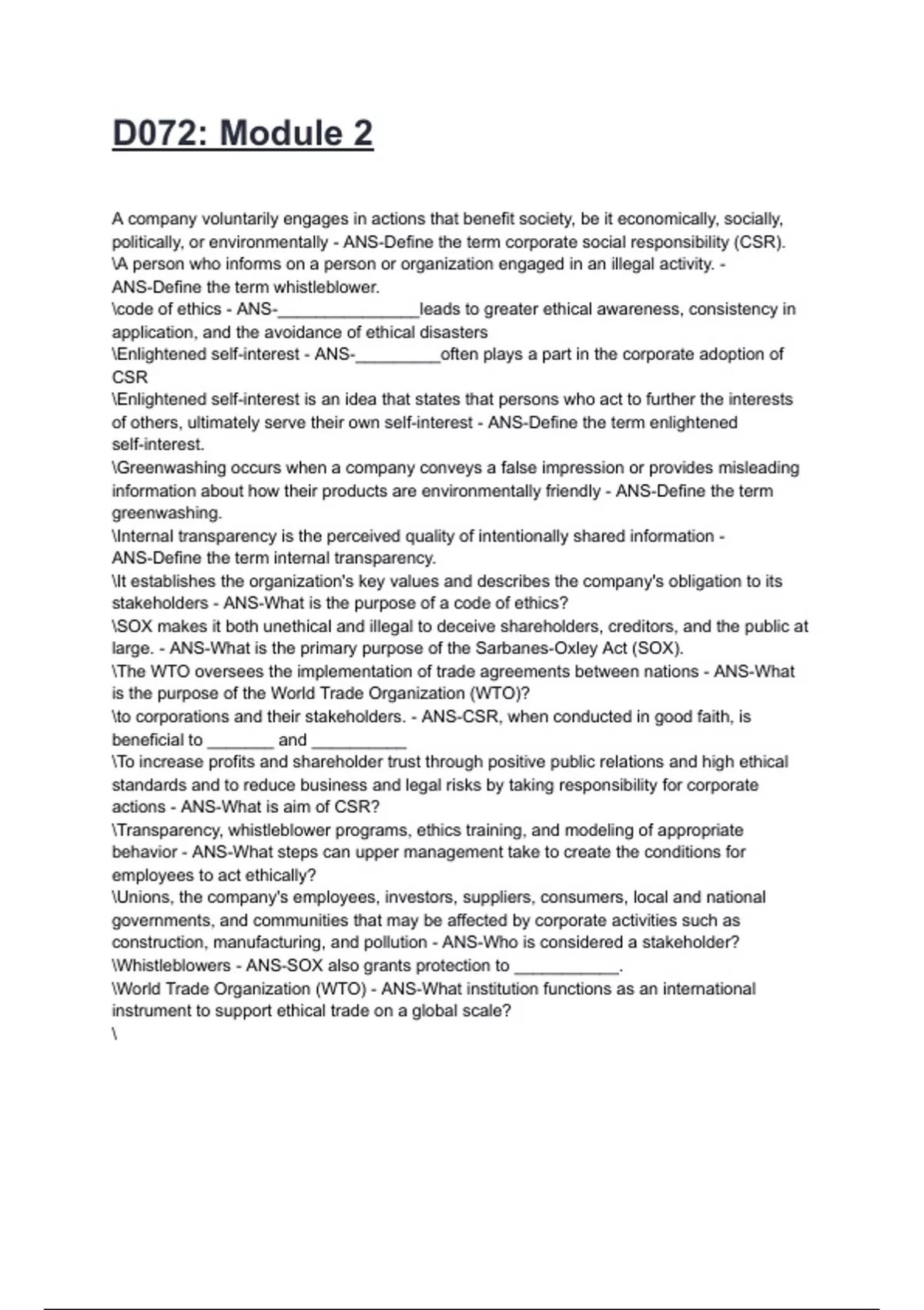 D072: Module 2 Exam 2025/2026 Questions With Completed & Verified ...