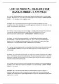 UNIT III MENTAL HEALTH TEST  BANK
