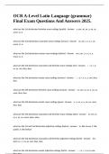 OCR A-Level Latin Language &lpar;grammar&rpar; Final Exam Questions And Answers 2025&period;