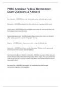 PHSC American Federal Government Exam Questions & Answers