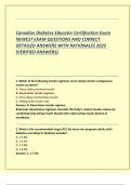 Canadian Diabetes Educator Certification Exam NEWEST EXAM QUESTIONS AND CORRECT  DETAILED ANSWERS WITH RATIONALES 2025  &lpar;VERIFIED ANSWERS&rpar;