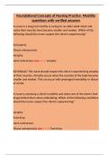 Foundational Concepts of Nursing Practice &ndash; Mobility & Safety Q&A &vert; Clinical Scenarios with Verified Answers