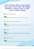 NCCCO Telescopic Boom Crane Operator Exam Review &lpar;Latest 2025&sol; 2026 Update&rpar; Questions & Answers&vert; Grade A&vert; 100&percnt; Correct &lpar;Verified Solutions&rpar;