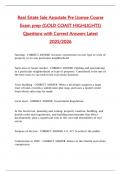 Real Estate Sale Associate Pre License Course  Exam prep &lpar;GOLD COAST HIGHLIGHTS&rpar;  Questions with Correct Answers Latest  2025&sol;2026