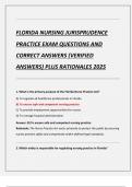 FLORIDA NURSING JURISPRUDENCE  PRACTICE EXAM QUESTIONS AND  CORRECT ANSWERS &lpar;VERIFIED  ANSWERS&rpar; PLUS RATIONALES 2025