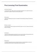 Pre-Licensing Final Examination &lbrack;2025&sol;2026&rsqb; Questions with 100&percnt; Correct Answers &vert; Latest Update&period;