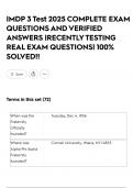 IMDP 3 Test 2025 COMPLETE EXAM QUESTIONS AND VERIFIED ANSWERS &vert;RECENTLY TESTING REAL EXAM QUESTIONS&vert; 100&percnt; SOLVED&excl;&excl;