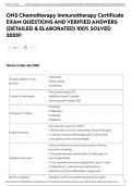 ONS Chemotherapy Immunotherapy Certificate EXAM QUESTIONS AND VERIFIED ANSWERS &lpar;DETAILED & ELABORATED&rpar; 100&percnt; SOLVED 2025&excl;&excl;