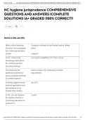 NC hygiene jurisprudence COMPREHENSIVE QUESTIONS AND ANSWERS &vert;COMPLETE SOLUTIONS &vert;A&plus; GRADED &vert;100&percnt; CORRECT&excl;&excl;