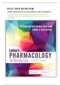 FULL TEST BANK FOR LEHNE'S PHARMACOLOGY FOR NURSING CARE 11TH EDITION BY JACQUELINE ROSENJACK BURCHUM DNSC FNP-BC CNE (AUTHOR), LAURA D. ROSENTHAL DNP RN ACNP- BC FAANP (AUTHOR) ===