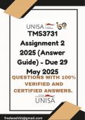 TMS3731 Assignment 2 2025 &lpar;Answer Guide&rpar; - Due 29 May 2025