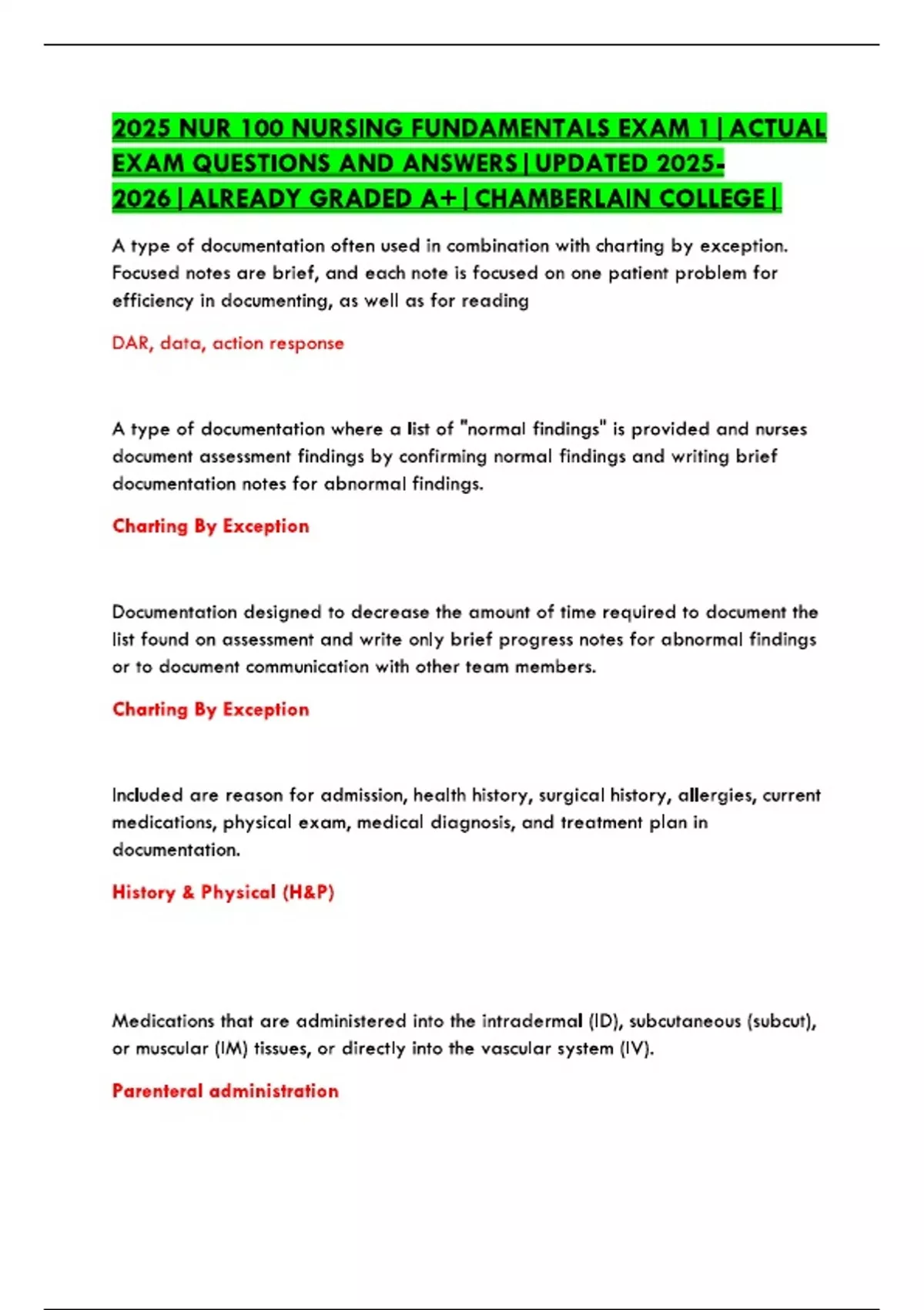 2025 NUR 100 NURSING FUNDAMENTALS EXAM 1|ACTUAL EXAM QUESTIONS AND ...