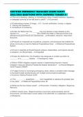 CERTIFIED EMERGENCY MANAGER EXAMS SCRIPT 2025&sol;2026 QUESTIONS WITH ANSWERS TAGGED A&plus;