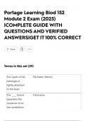Portage Learning Biod 152 Module 2 Exam &lpar;2025&rpar; &vert;COMPLETE GUIDE WITH QUESTIONS AND VERIFIED ANSWERS&vert;GET IT 100&percnt; CORRECT