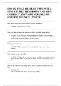 BIO 182 FINAL REVIEW&vert; WITH WELL-STRUCTURED QUESTIONS AND 100&percnt; CORRECT ANSWERS&vert; VERIFIED BY EXPERT&vert; 2025 NEW UPDATE&period;
