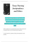 Nursing Jurisprudence and Ethics for Texas Nurses Actual Exam Test Bank Questions with Complete Accurate Detailed Verified Answers latest update 2025