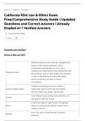 California RDA Law & Ethics Exam  Prep&sol;Comprehensive Study Guide &vert; Updated  Questions and Correct Answers &vert; Already  Graded A&plus; &vert; Verified Answers