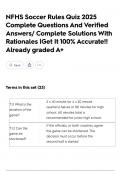 NFHS Soccer Rules Quiz 2025 Complete Questions And Verified Answers&sol; Complete Solutions With Rationales &vert;Get It 100&percnt; Accurate&excl;&excl; Already graded A&plus;