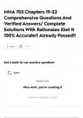MHA 702 Chapters 19-22 Comprehensive Questions And Verified Answers&sol; Complete Solutions With Rationales &vert;Get It 100&percnt; Accurate&excl;&excl; Already Passed&excl;&excl;