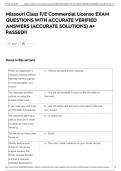 Missouri Class F&sol;E Commercial License EXAM QUESTIONS WITH ACCURATE VERIFIED ANSWERS &lpar;ACCURATE SOLUTIONS&rpar; A&plus; PASSED&excl;&excl;
