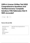 USPA A License Written Test 2025 Comprehensive Questions And Verified Answers&sol; Complete Solutions With Rationales &vert;Get It 100&percnt; Accurate&excl;&excl;