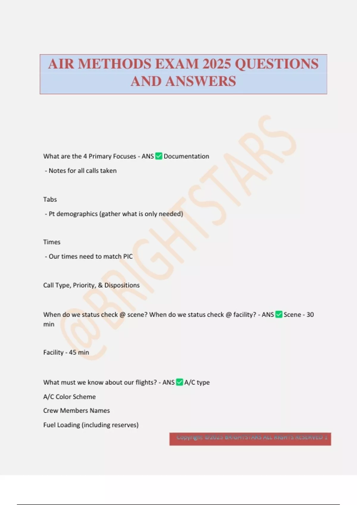 Air Methods Exam 2025 Questions And Answers - AIR METHODS - Stuvia US