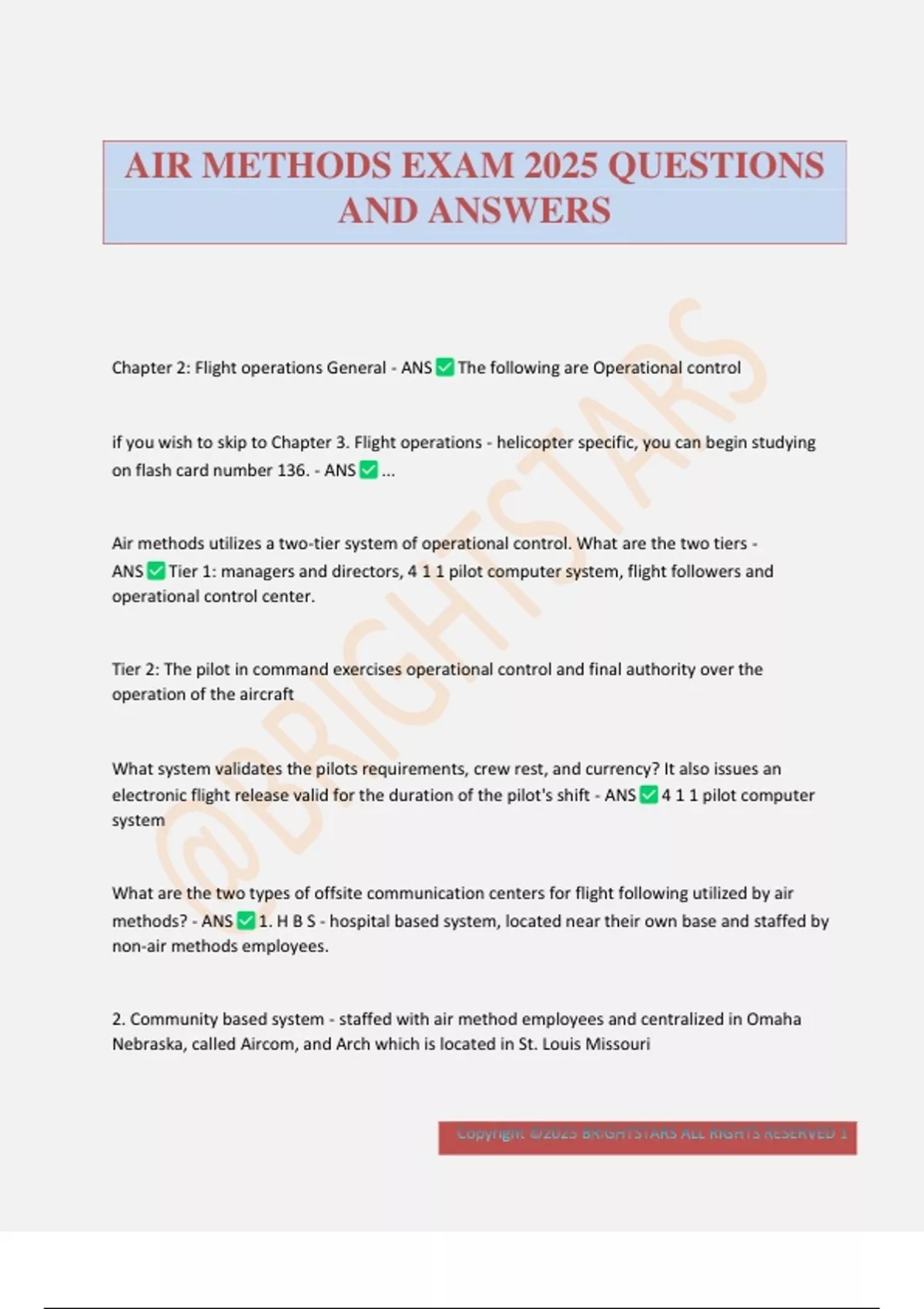 AIR METHODS EXAM 2025 QUESTIONS AND ANSWERS - AIR METHODS - Stuvia US