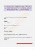 ANTR350 UNIT 5&colon; DIGESTIVE&comma; URINARY&comma; AND REPRODUCTIVE SYSTEMS&period; EXAM 2025 QUESTIONS AND ANSWERS