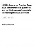 NC Life Insurance Practice Exam 2025 comprehensive questions and verified answers&sol; complete solutions&vert;get it 100&percnt; accurate