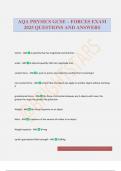 AQA PHYSICS GCSE &ndash; FORCES EXAM 2025 QUESTIONS AND ANSWERS