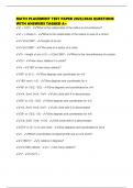 MATH PLACEMENT TEST PAPER 2025&sol;2026 QUESTIONS WITH ANSWERS TAGGED A&plus;