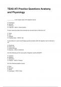 TEAS ATI Practice Questions Anatomy and Physiology NEWEST 2025&sol;2026 ACTUAL COMPLETE QUESTIONS AND CORRECT DETAILED ANSWERS &lpar;VERIFIED ANSWERS&rpar;