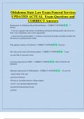 Oklahoma State Law Exam Funeral Services  UPDATED ACTUAL  Exam Questions and  CORRECT Answers 