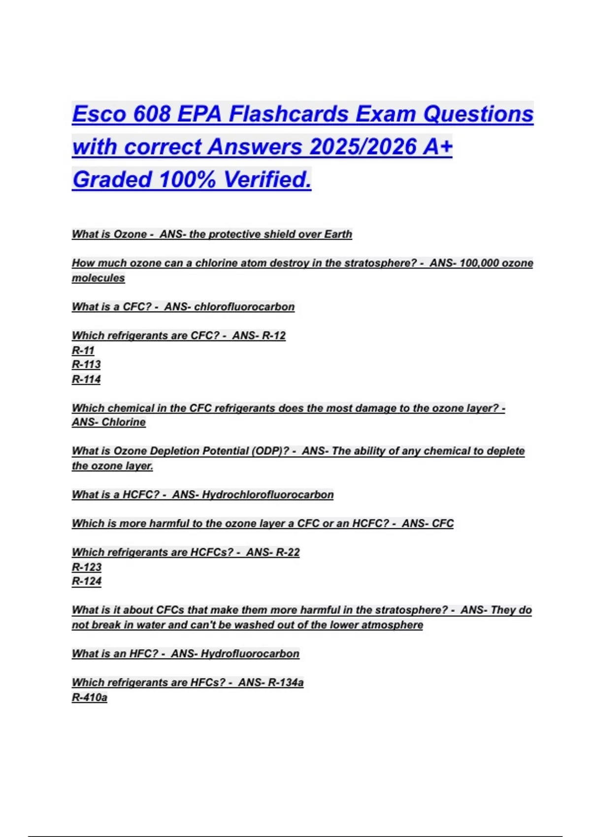 Esco 608 EPA Flashcards Exam Questions with correct Answers 2025/2026 ...