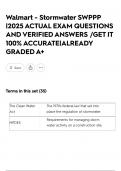 Walmart - Stormwater SWPPP &vert;2025 ACTUAL EXAM QUESTIONS AND VERIFIED ANSWERS &sol;GET IT 100&percnt; ACCURATE&vert;ALREADY GRADED A&plus;
