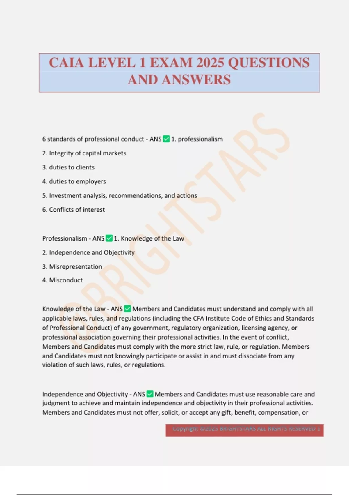 Caia Example Questions CAIA LEVEL 1 EXAM 2025 QUESTIONS AND ANSWERS - CAIA - Stuvia US