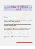 CLEP AMERICAN GOVERNMENT PRACTICE EXAM 2025 QUESTIONS AND ANSWERS