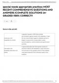 special needs appropriate practices MOST RECENT COMPREHENSIVE QUESTIONS AND ANSWERS &vert;COMPLETE SOLUTIONS &vert;A&plus; GRADED &vert;100&percnt; CORRECT&excl;&excl;