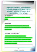 Experience Human Development  Chapter 16 Questions with  Correct  Answers  for Specific Exam Mail  supergrades12&commat;gmail&period;com