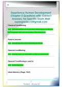 Experience Human Development  Chapter 5 Questions with  Correct  Answers  for Specific Exam Mail  supergrades12&commat;gmail&period;com